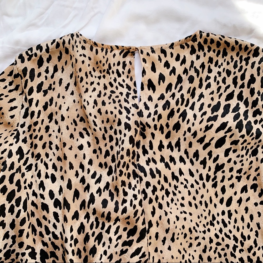 MANGO Elegant Satin Animal Print Long Sleeve Top - Picture 5 of 5